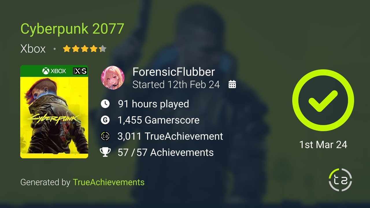 Cyberpunk 2077 achievement summary